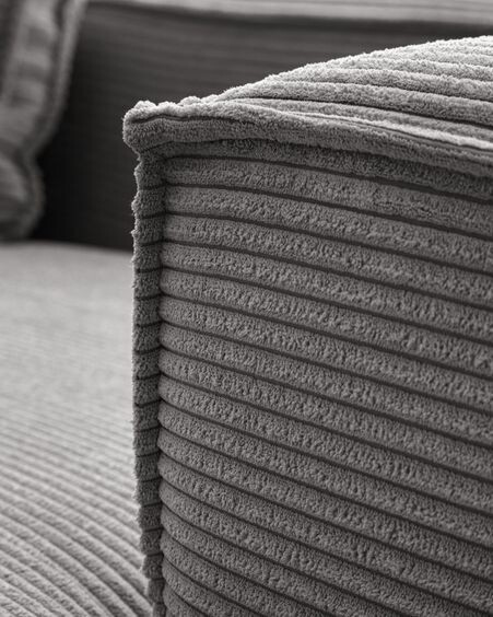 Sofá Blok 3 plazas chaise longue izquierdo pana gruesa gris 300 cm