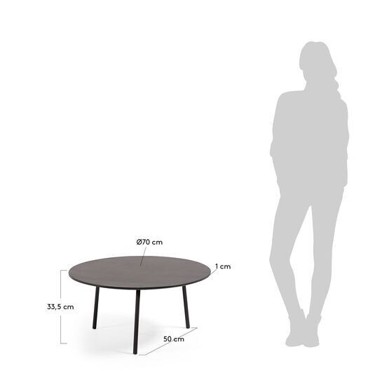 Mesa de centro Mathis fibra de cemento con patas de acero acabado negro Ø 70 cm