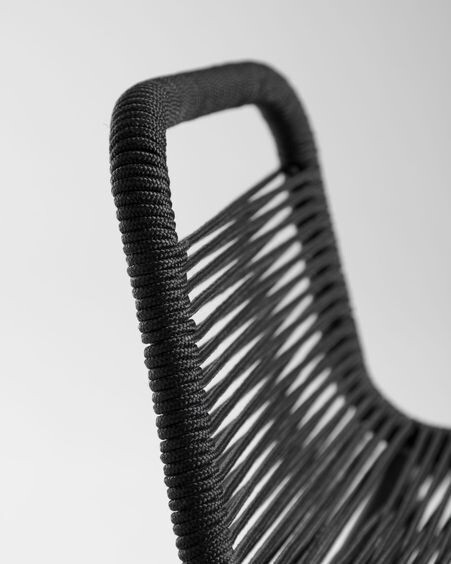 Taburete Lambton de cuerda negro y acero con acabado negro altura 74 cm