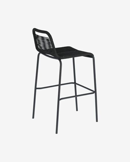 Taburete Lambton de cuerda negro y acero con acabado negro altura 74 cm