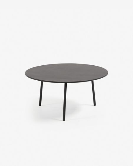 Mesa de centro Mathis fibra de cemento con patas de acero acabado negro Ø 70 cm