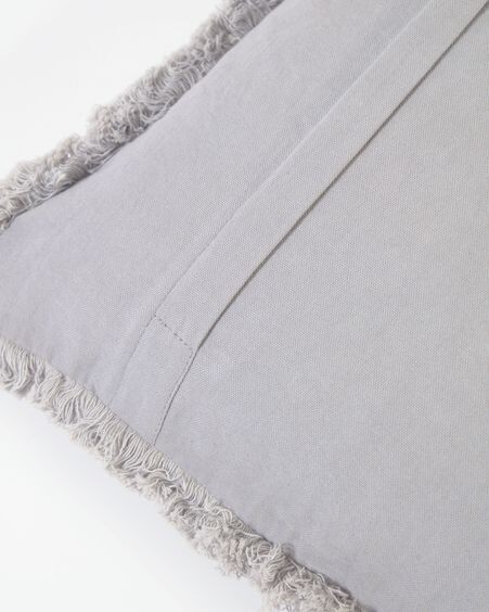 Funda cojín Cedella 100 % algodón terciopelo y flecos gris 45 x 45 cm