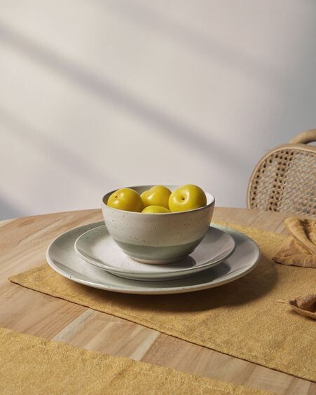 Bol pequeño Elida de cerámica beige y verde
