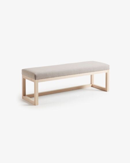 Banqueta Loya beige de madera maciza de haya 128 cm