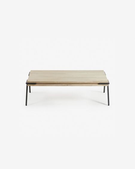 Mesa de centro Thinh de madera maciza de acacia y patas de acero acabado negro 125 x 70 cm