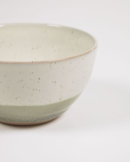 Bol pequeño Elida de cerámica beige y verde