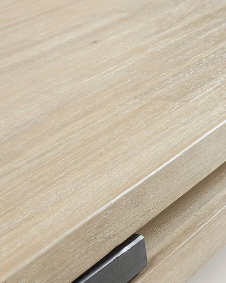 Mesa de centro Thinh de madera maciza de acacia y patas de acero acabado negro 125 x 70 cm