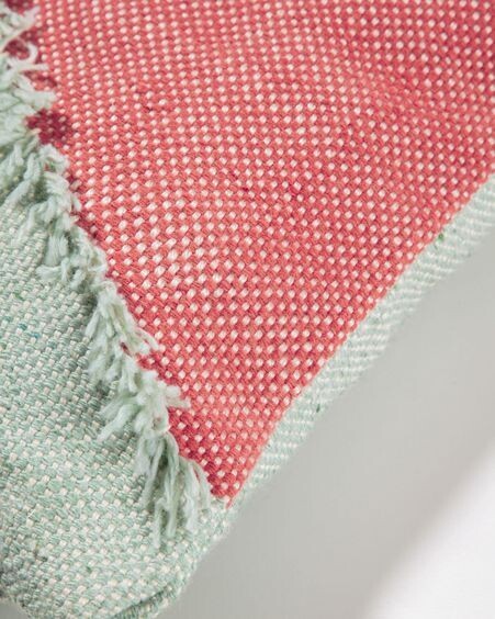 Funda de cojín exterior Dalila de PET con flecos verde 45 x 45 cm