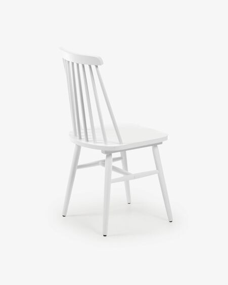 Silla Tressia DM y madera maciza de caucho lacado blanco