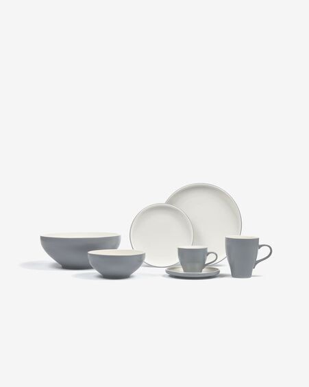 Taza Sadashi de porcelana blanco y gris
