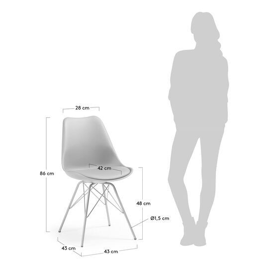 Silla Ralf gris con patas de metal
