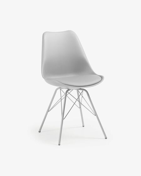 Silla Ralf gris con patas de metal