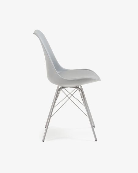 Silla Ralf gris con patas de metal