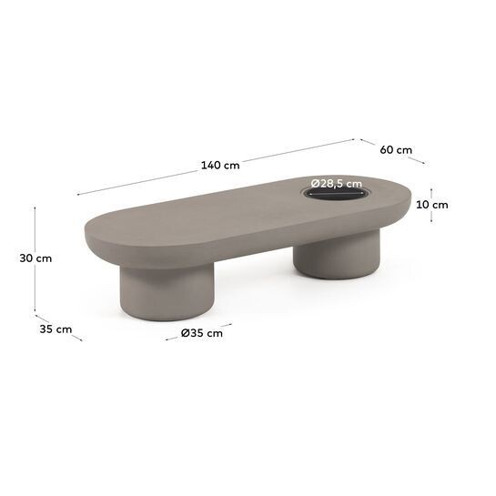 Mesa de centro de exterior Taimi de cemento Ø 140 x 60 cm
