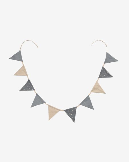 Guirnalda con banderines Zalia 100% algodón orgánico (GOTS) gris