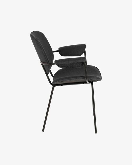 Silla Naiquen gris oscuro y acero acabado negro