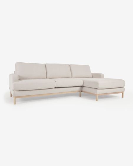 Sofá Mihaela 3 plazas con chaise longue derecho de borrego blanco 264 cm