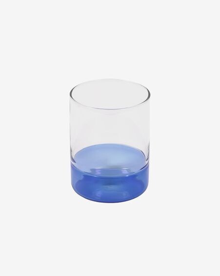 Vaso Dorana vidrio transparente y azul