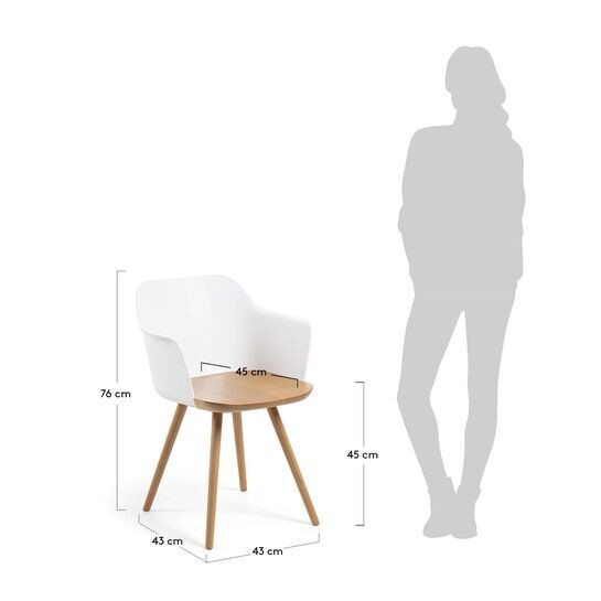 Silla Bjorg blanco y madera maciza de haya