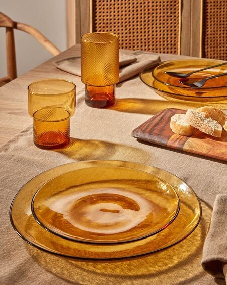 Plato de postre Nausica de cristal naranja