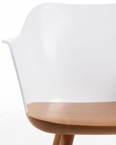 Silla Bjorg blanco y madera maciza de haya