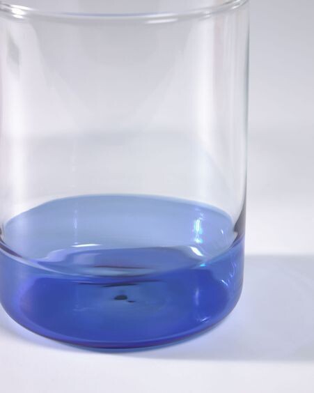 Vaso Dorana vidrio transparente y azul