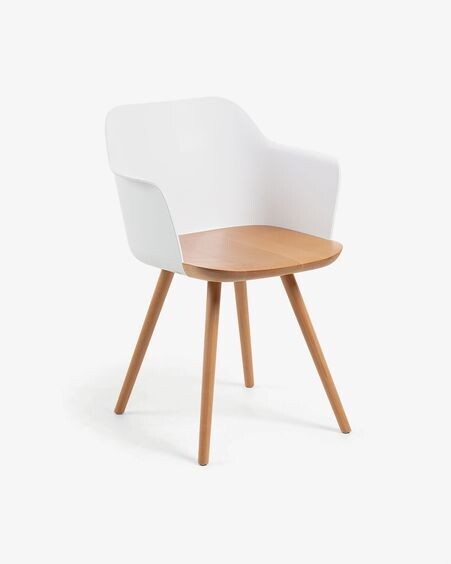Silla Bjorg blanco y madera maciza de haya