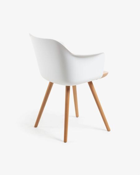 Silla Bjorg blanco y madera maciza de haya