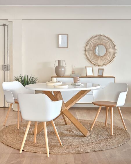 Silla Bjorg blanco y madera maciza de haya