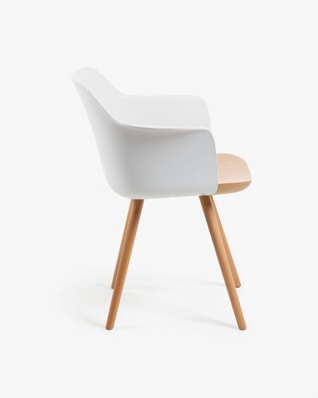 Silla Bjorg blanco y madera maciza de haya