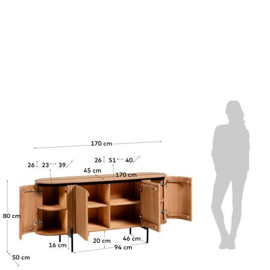 Aparador Licia 170 x 80 cm de madera maciza de mango