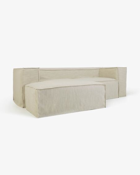 Sofá desenfundable Blok de 2 plazas chaise longue izquierdo con lino blanco 240 cm