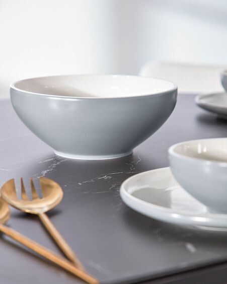Bol Sadashi grande de porcelana blanco y gris