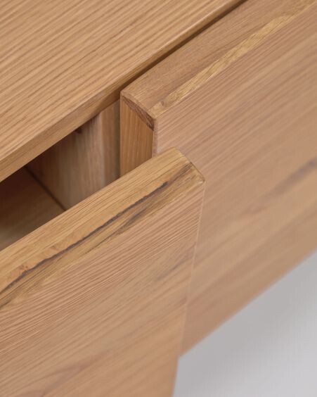Mueble TV Rasha 3 puertas de chapa de roble acabado natural 160 x 45 cm