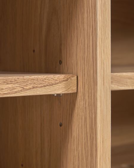 Mueble TV Rasha 3 puertas de chapa de roble acabado natural 160 x 45 cm