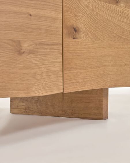 Mueble TV Rasha 3 puertas de chapa de roble acabado natural 160 x 45 cm