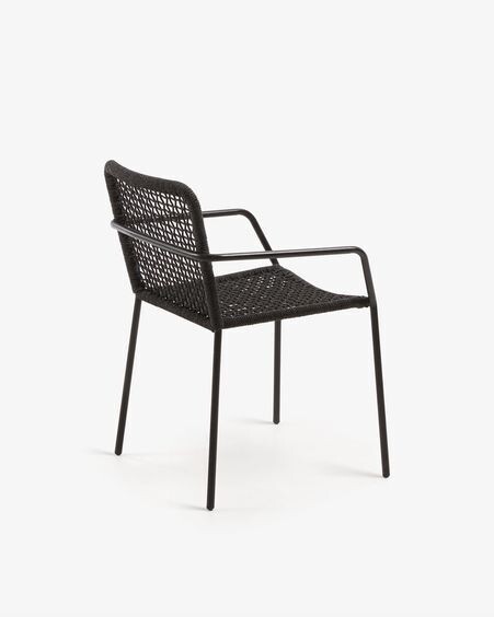 Silla Ellen de cuerda negro y acero galvanizado