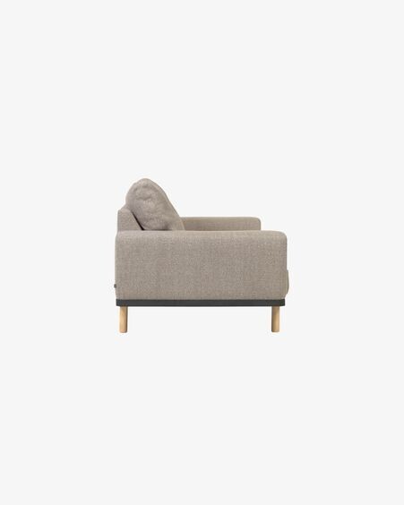 Sofá Noa 3 plazas beige con patas acabado natural 230 cm