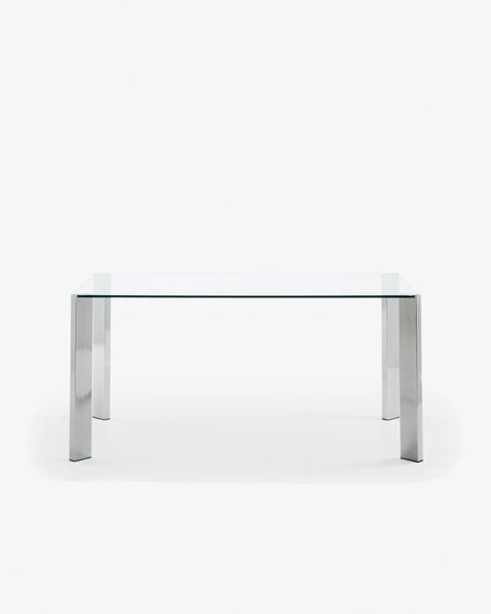 Mesa Spot de cristal y patas de acero acabado cromado 162 x 92 cm