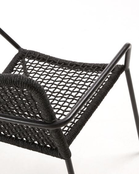 Silla Ellen de cuerda negro y acero galvanizado