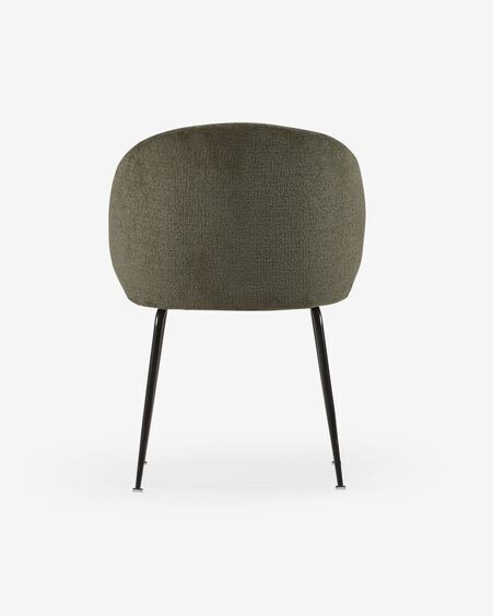 Silla Minna de chenilla verde y patas de acero acabado negro