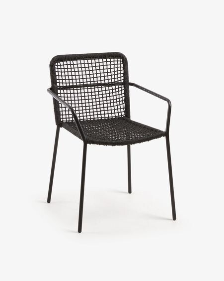 Silla Ellen de cuerda negro y acero galvanizado
