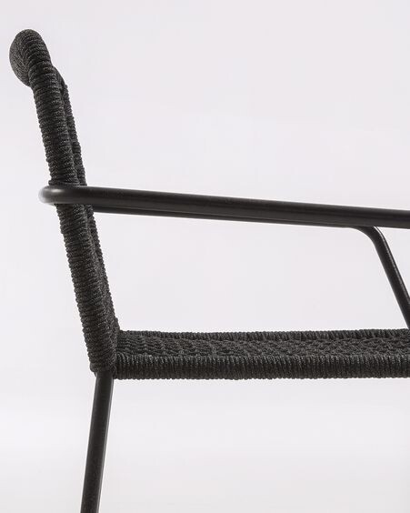 Silla Ellen de cuerda negro y acero galvanizado
