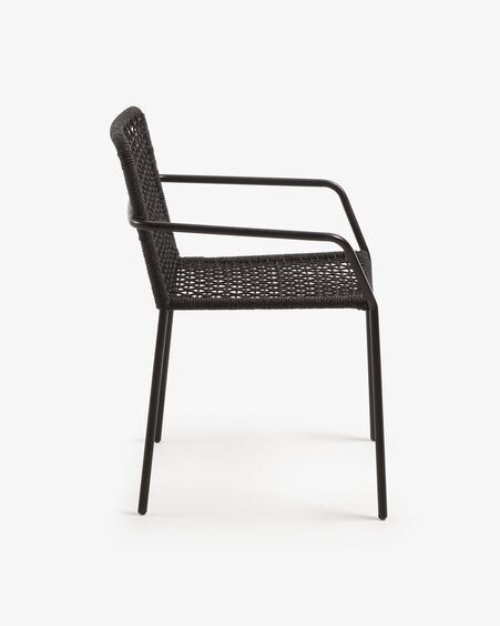 Silla Ellen de cuerda negro y acero galvanizado