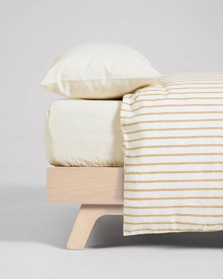 Set Ghia funda nórdica, bajera y funda almohada algodón orgánico GOTS rayas 70 x 140 cm