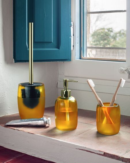 Dispensador de jabón Maive de resina amarillo