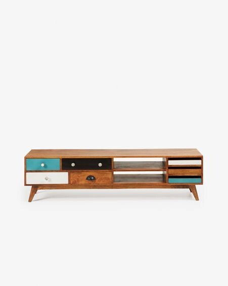 Mueble TV Conrad de madera maciza de mango 160 x 41 cm