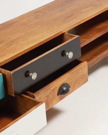 Mueble TV Conrad de madera maciza de mango 160 x 41 cm