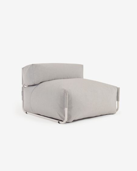 Puf sofá modular con respaldo 100% exterior Square gris claro y aluminio blanco 101x101 cm