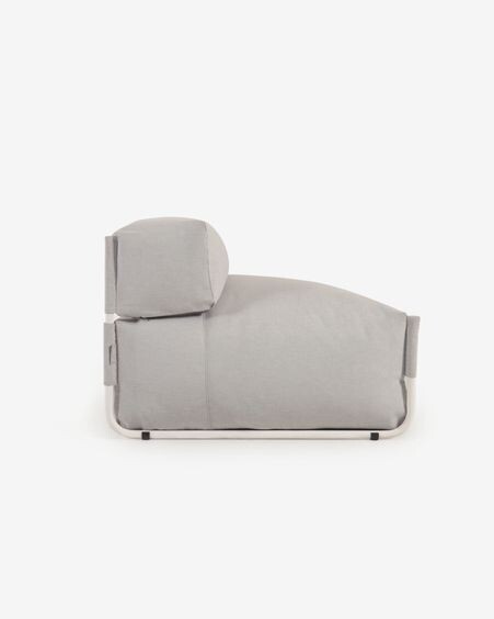 Puf sofá modular con respaldo 100% exterior Square gris claro y aluminio blanco 101x101 cm